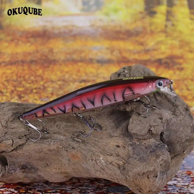 Señuelo de pesca Minnow de 12,9g y 11cm, anzuelos triples afilados con púas, cebos biónicos realistas para pesca de trucha lubina - imagen 4