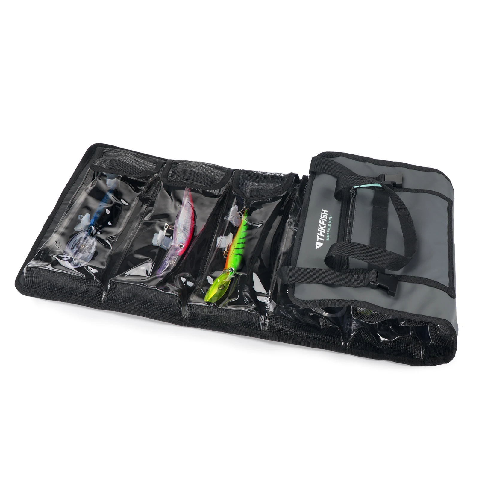 THKFISH-Bolsa organizadora de cebos de pesca, impermeable, transparente, plegable, señuelos duros, Swimbaits, bolso de gran capacidad, 7/8 bolsillos - imagen 3