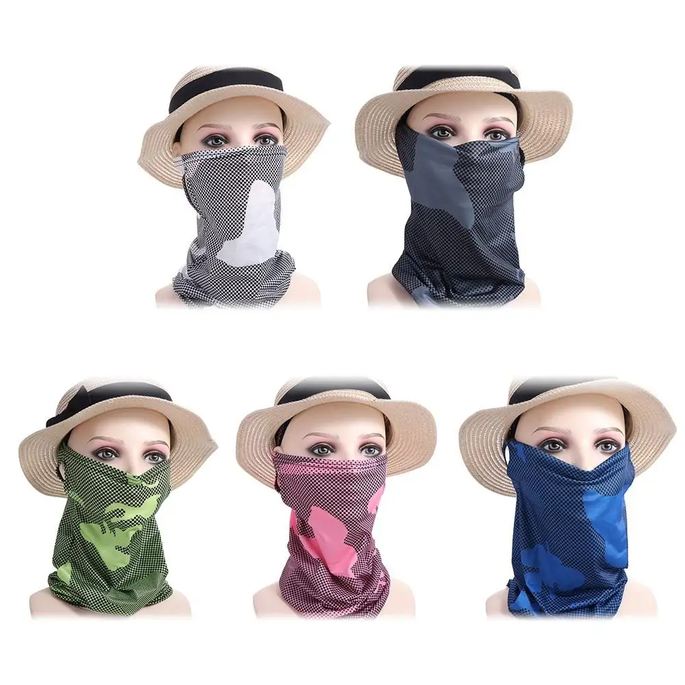 Protección solar para exteriores, máscara colgante para la oreja para motocicleta, máscara de seda de hielo a prueba de viento para verano, Bandana para ciclismo, bufanda de tubo para el cuello, Bandana para mujer - imagen 4