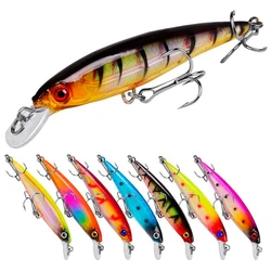 Señuelo de pesca de pececillo hundido, 1 piezas, 90mm, 7,4g, ojos 3D, Crankbait Wobbler, cebo duro de plástico Artificial, aparejos de pesca de lubina SwimBait