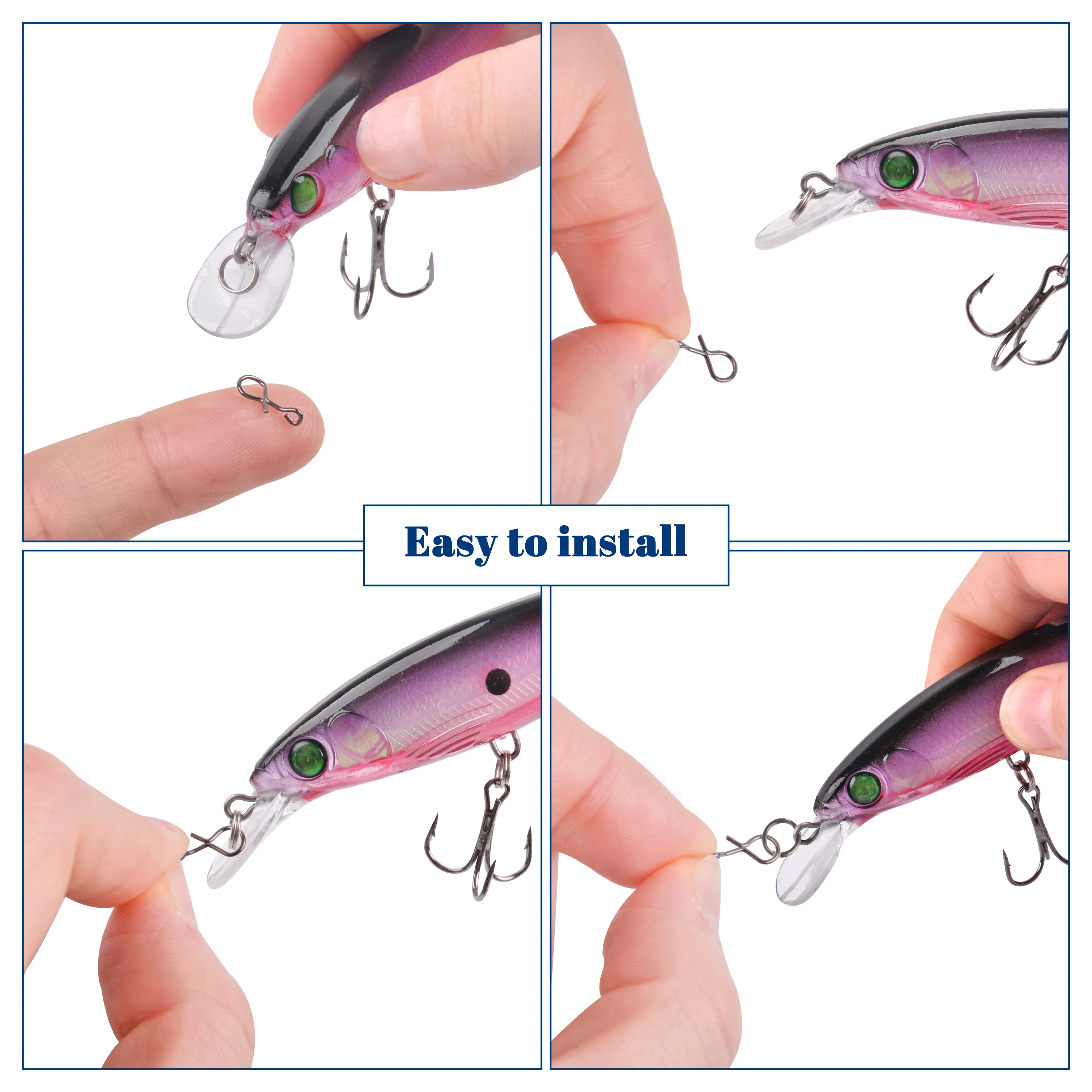 Juego de broches de pesca con mosca de cambio rápido para agua salada, conector de señuelo de gancho de acero inoxidable, conexión de Clip, trucha, Sunfish, 300 unids/lote por caja - imagen 5