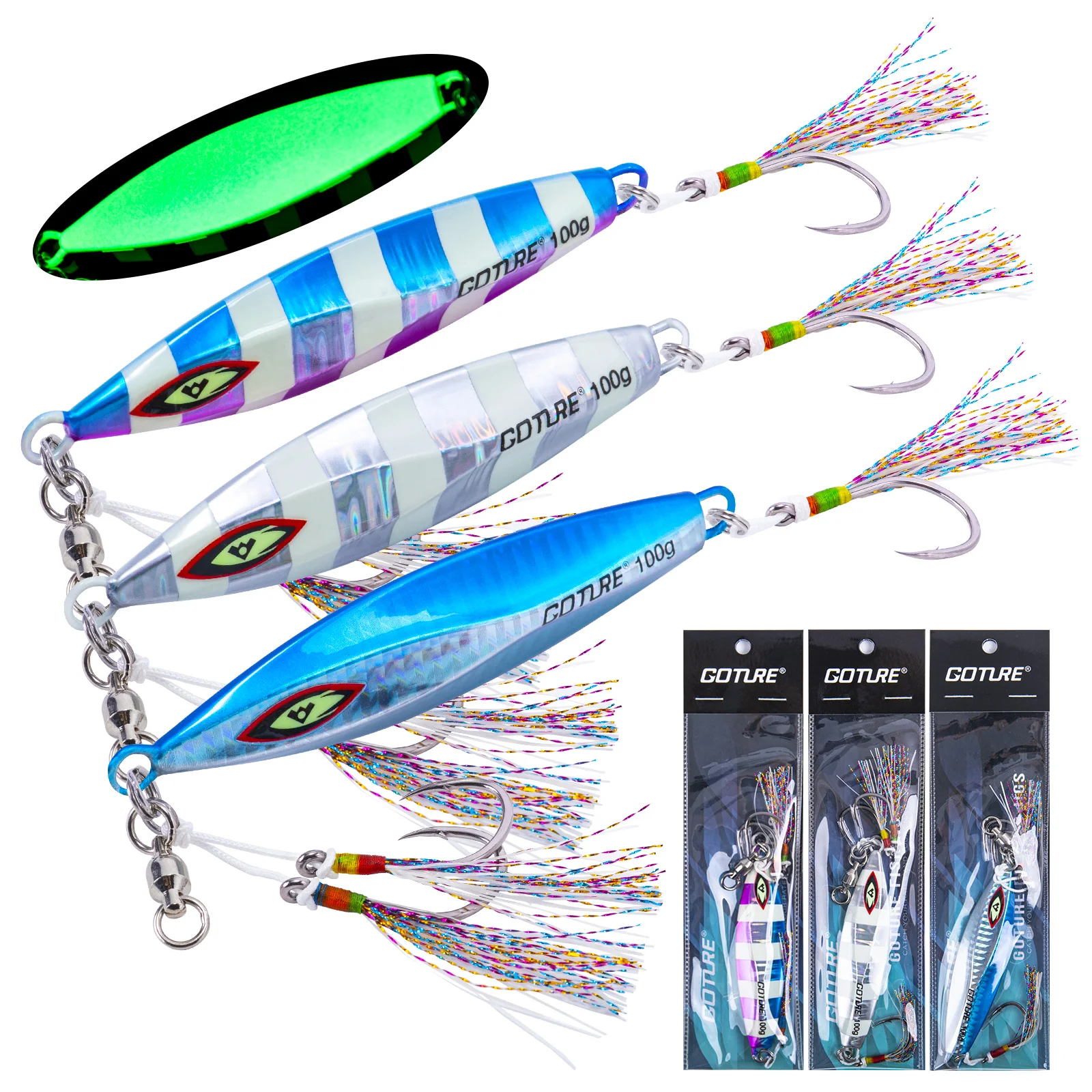Goture Jig Metálico hundimiento lento para pesca en agua salada