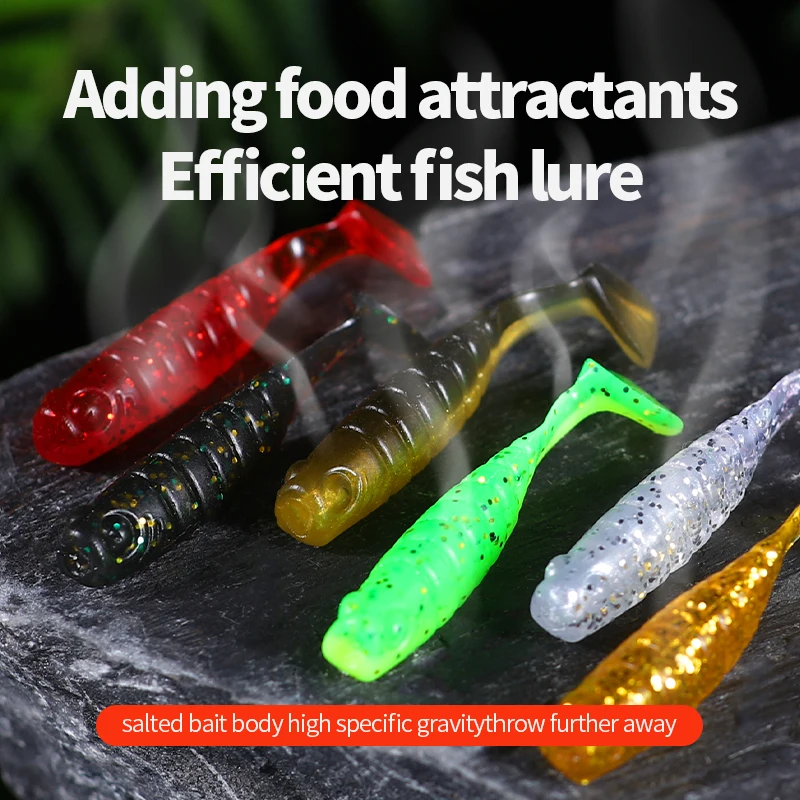 LINNHUE 50 unids/pack cebos flotantes de cola de aguja de pesca 40mm señuelos blandos de gusano hilo inverso cebos de silicona Wobblers carpa - imagen 5