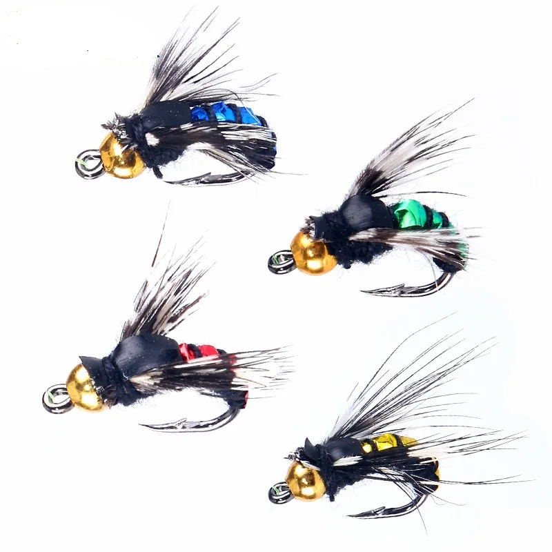 Nuevo 10 Uds. Señuelos de pesca con mosca húmeda que se hunden insectos artificiales gancho Mosquito Micro moscas cebo lubina trucha señuelos aparejos con caja - imagen 5