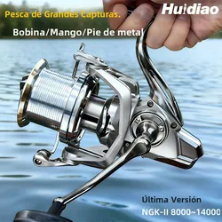 Huidiao carrete giratorio ultra resistente carrete de Metal CNC/mango/pie Zero Play 6 + 1BB carrete de fundición de larga distancia para pesca de gran juego