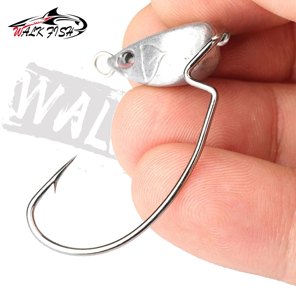 WALK FISH-anzuelo de pesca con cabeza de anzuelo, 5 uds., 3,5g-14g, con plomos giratorios, bajo sin hierba, para pesca en agua salada y dulce - imagen 4