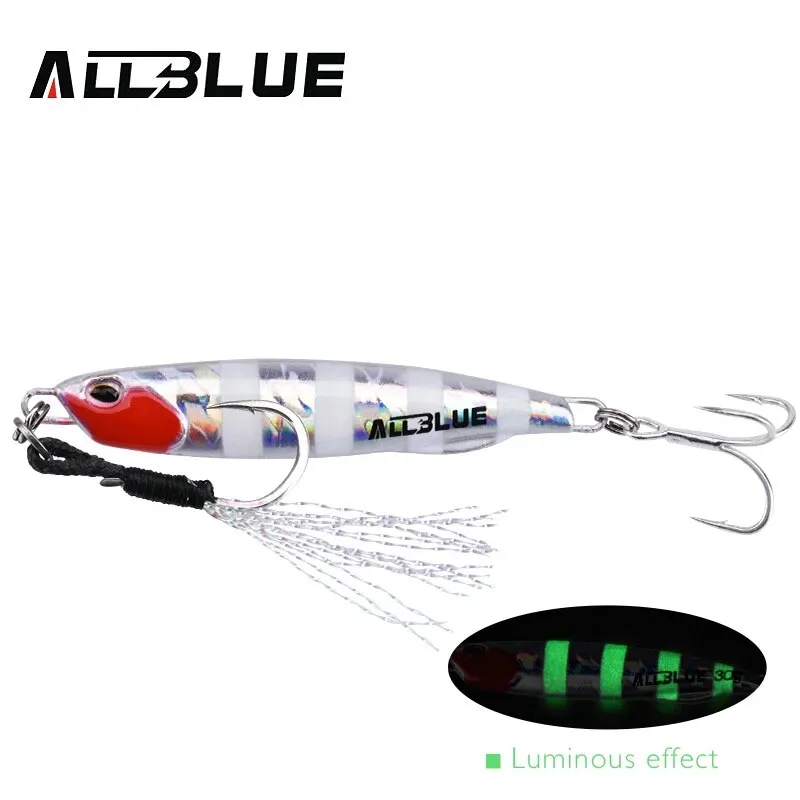 ALLBLUE-señuelo de pesca de lubina Artificial, cuchara de plantilla de fundición de Metal delgada, 20G, 30G, 40G, 60G, arrastre de orilla Cast, Jigging - imagen 4