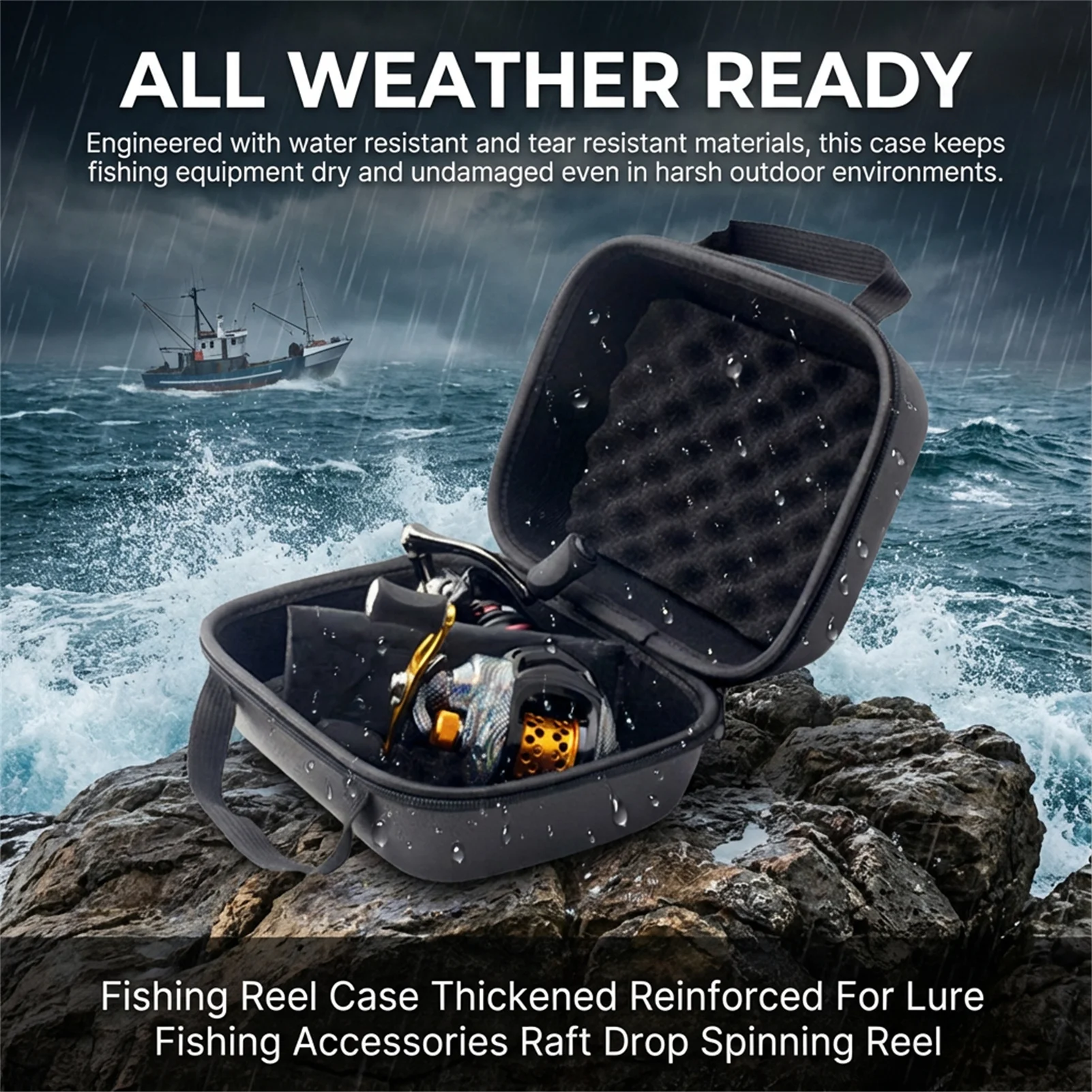 Bolsa de carretes de pesca EVA, bolsa de almacenamiento de carretes de pescado impermeable gruesa, caja organizadora de carretes de pesca portátil para exteriores, engranajes de pesca - imagen 4