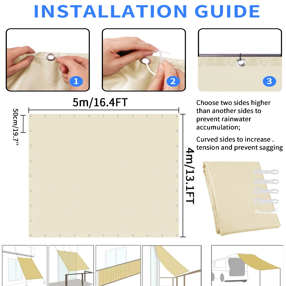Toldo impermeable para pérgola con ojales y protección UV - imagen 5
