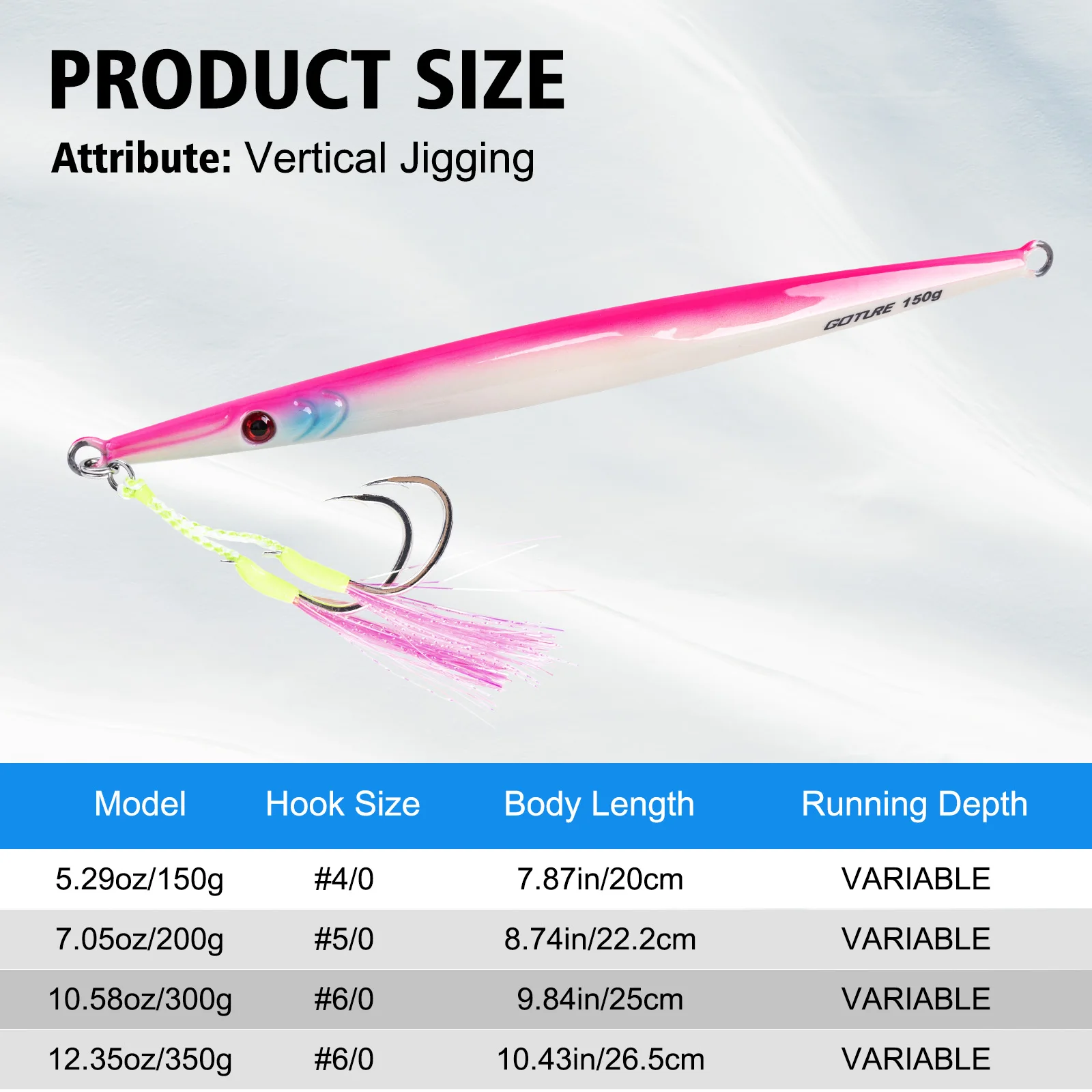 Jig Metálico Hundente Goture – Señuelo de Jigging para Agua Salada - imagen 4
