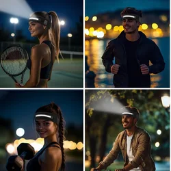 Nuevo Pañuelo para la cabeza LED Unisex, gorro de lana tejido luminoso y cálido, gorro elástico con iluminación LED USB para exteriores