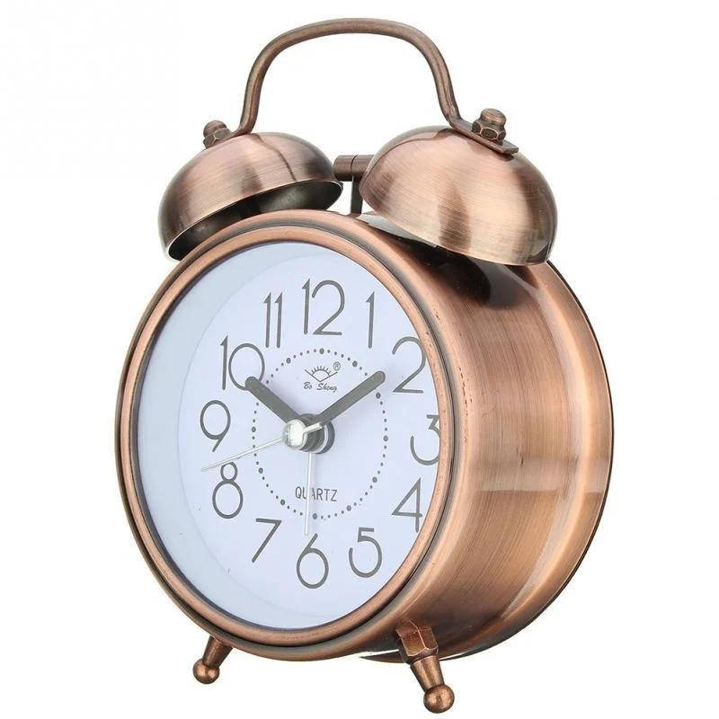 Reloj despertador Vintage Retro con puntero silencioso, número redondo, doble campana, despertador fuerte, luz nocturna para mesita de noche, decoraciones para el hogar - imagen 5