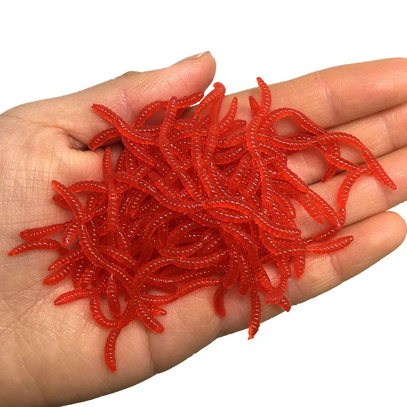 100 Uds 60mm pesca de lombriz realista gusano luz fluorescente señuelo suave cebo de silicona aditivo de olor a pescado pesca de carpa lubina - imagen 3