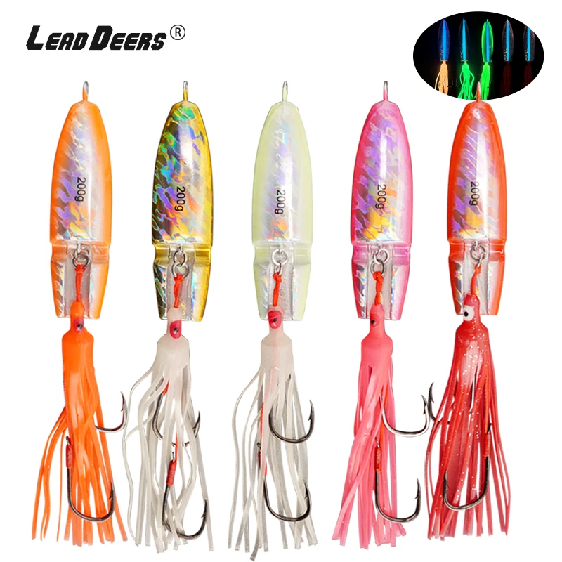 120g-300gTenia Tai goma Kabura Jig Slide Jig Snapper Grouper Sea-bream Jighead Control profundo con falda de goma señuelo de Jigging - imagen 5