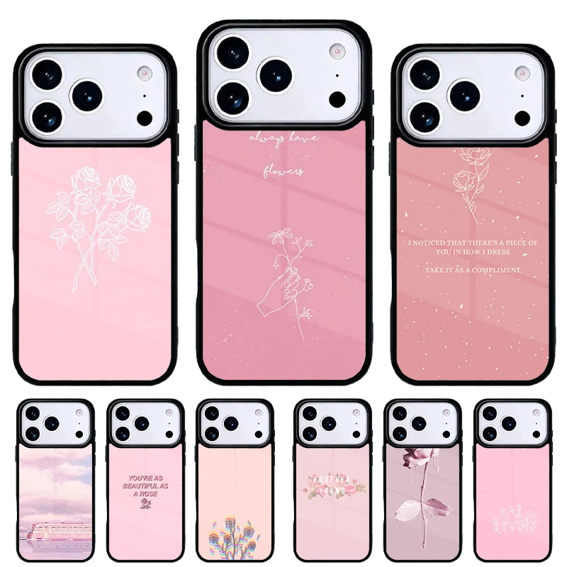Funda floral rosa para iPhone 17 Air, 16e, 15, 14, 13 y 12 Pro