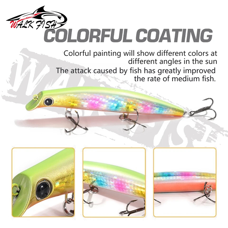 WALK FISH-señuelo de pesca con lápiz, 120mm, 15g, Topwater Popper, 3 anzuelos triples, cebo Artificial de hundimiento lento, equipo de pesca de lubina - imagen 3