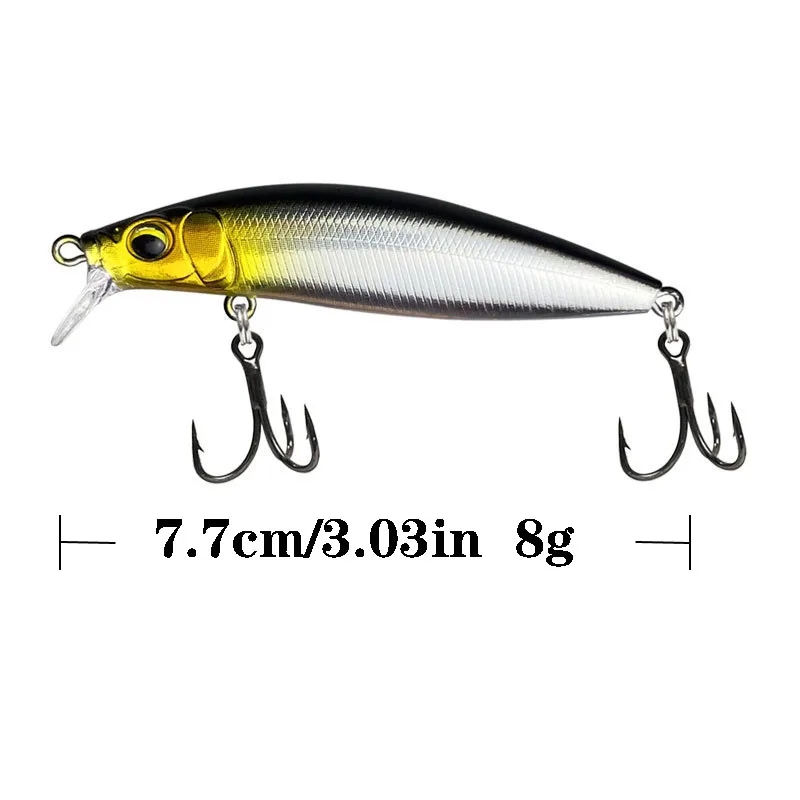 Minnow 77mm 8g señuelo de pesca Wobbler cebos duros cebo Artificial de fundición larga suspensión Jerkbait Swimbait señuelos de lubina - imagen 2