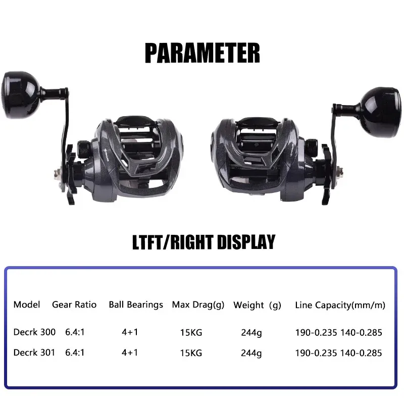 Mavllos Decrk Carrete Baitcasting 6.4:1 – Freno 15KG agua salada