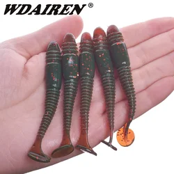 Señuelo de pesca de sábalo con anillo de impacto oscilante, 5 uds., suave, 7,5 cm, 3,2g, Jigging, Swimbait, Wobblers, olor a camarón, sal, cebos artificiales de silicona