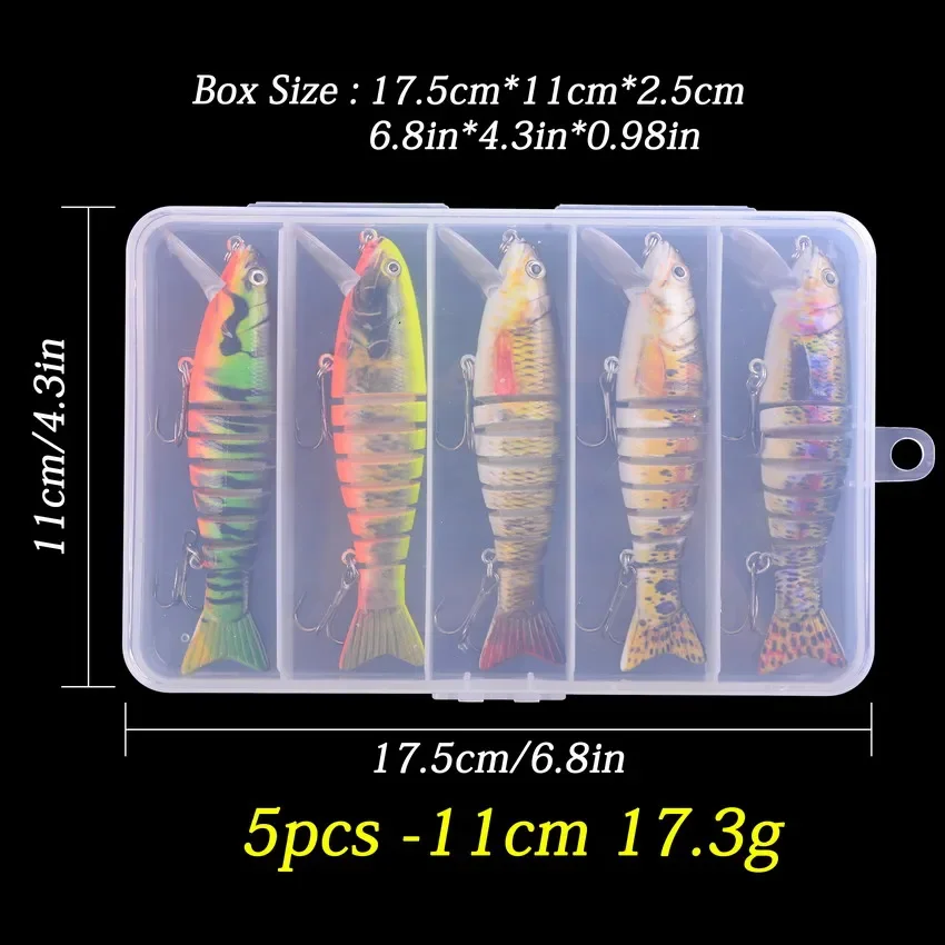 Wobbler de hundimiento, 5 piezas, 11cm, 17g, 8 segmentos, Señuelos de Pesca multiarticulados, Swimbait, cebo duro, aparejos de pesca para lubina Isca Crankbait - imagen 5