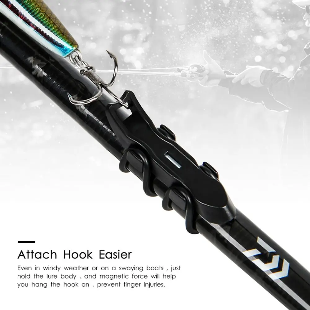 Soporte de señuelos de plástico para pesca, gancho magnético seguro, 4 anillos de goma, de alta calidad, nuevo estilo - imagen 5