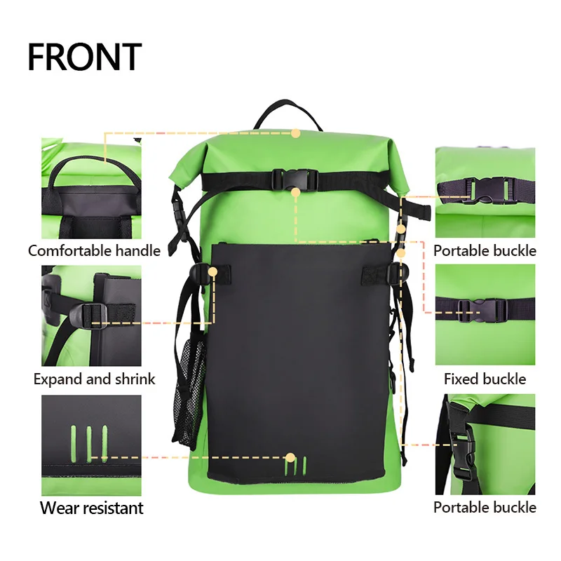 Mochila impermeable de 30L, bolsa seca resistente al agua, bolsa de almacenamiento, natación, deporte al aire libre, kayak, río, Trekking, navegación, 205G - imagen 5