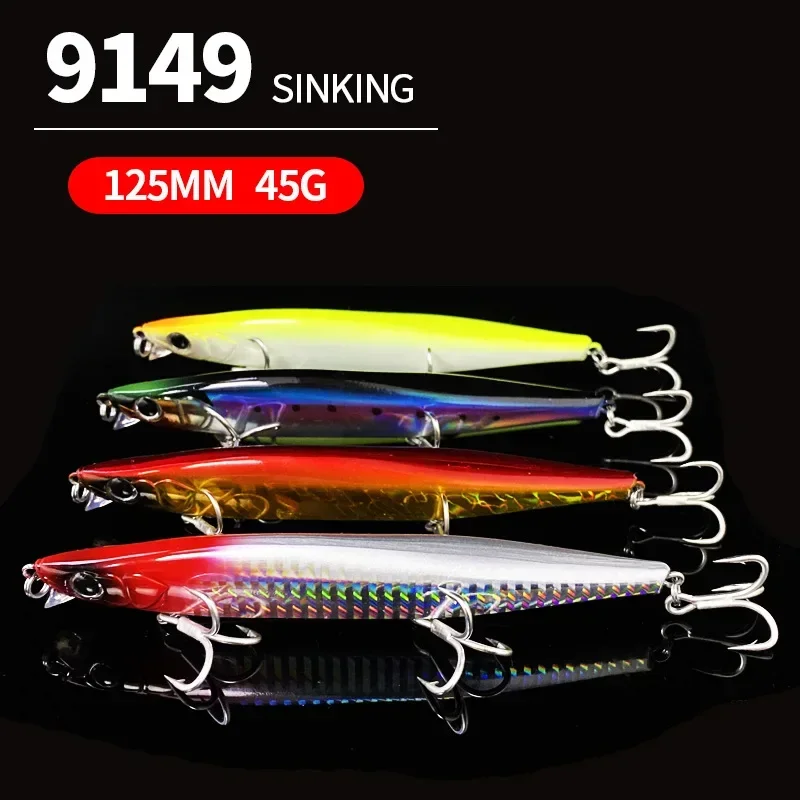 Señuelo de pececillo delgado de hundimiento pesado, cebo duro Artificial de láser, Wobblers de carpa de agua salada, Jerkbait Swimbait, 125mm, 45g - imagen 4