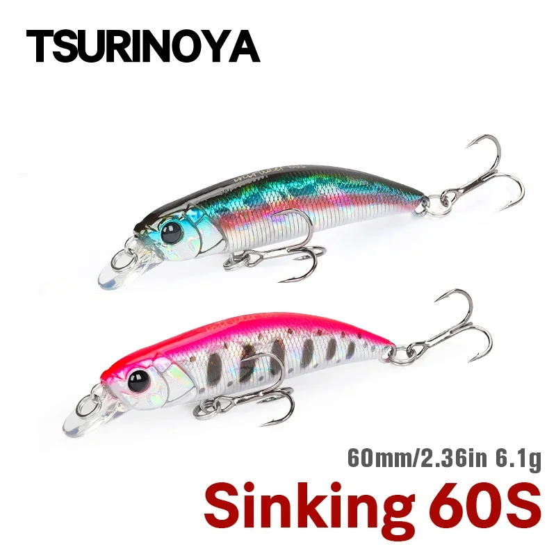 TSURINOYA 60S hundimiento Minnow señuelo de pesca 60mm 6,5g rango 0,4-0,8 m cebos duros artificiales trucha Pike Bass Stream Jerkbait Wobbler - imagen 3