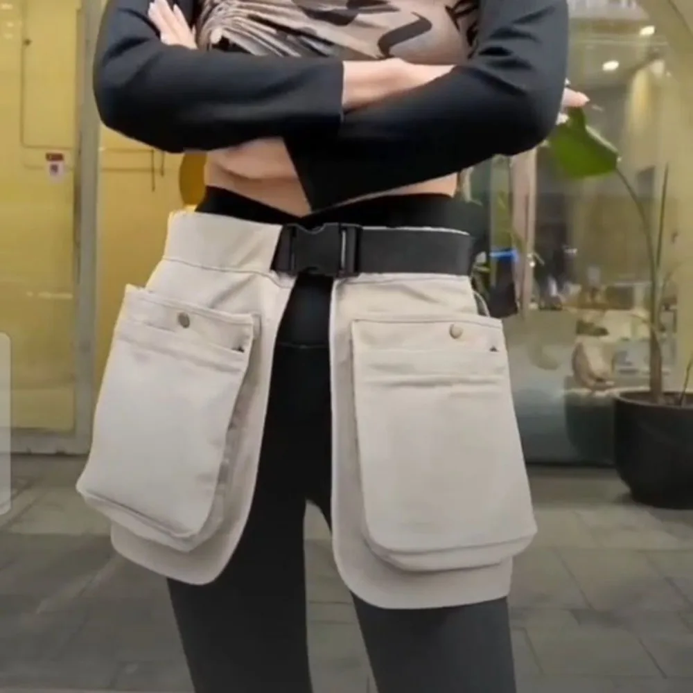 Riñonera multifuncional a la moda, delantal ajustable con múltiples bolsillos, riñonera negra de gran capacidad para viaje