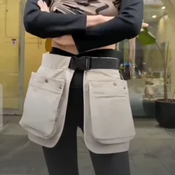 Riñonera multifuncional a la moda, delantal ajustable con múltiples bolsillos, riñonera negra de gran capacidad para viaje