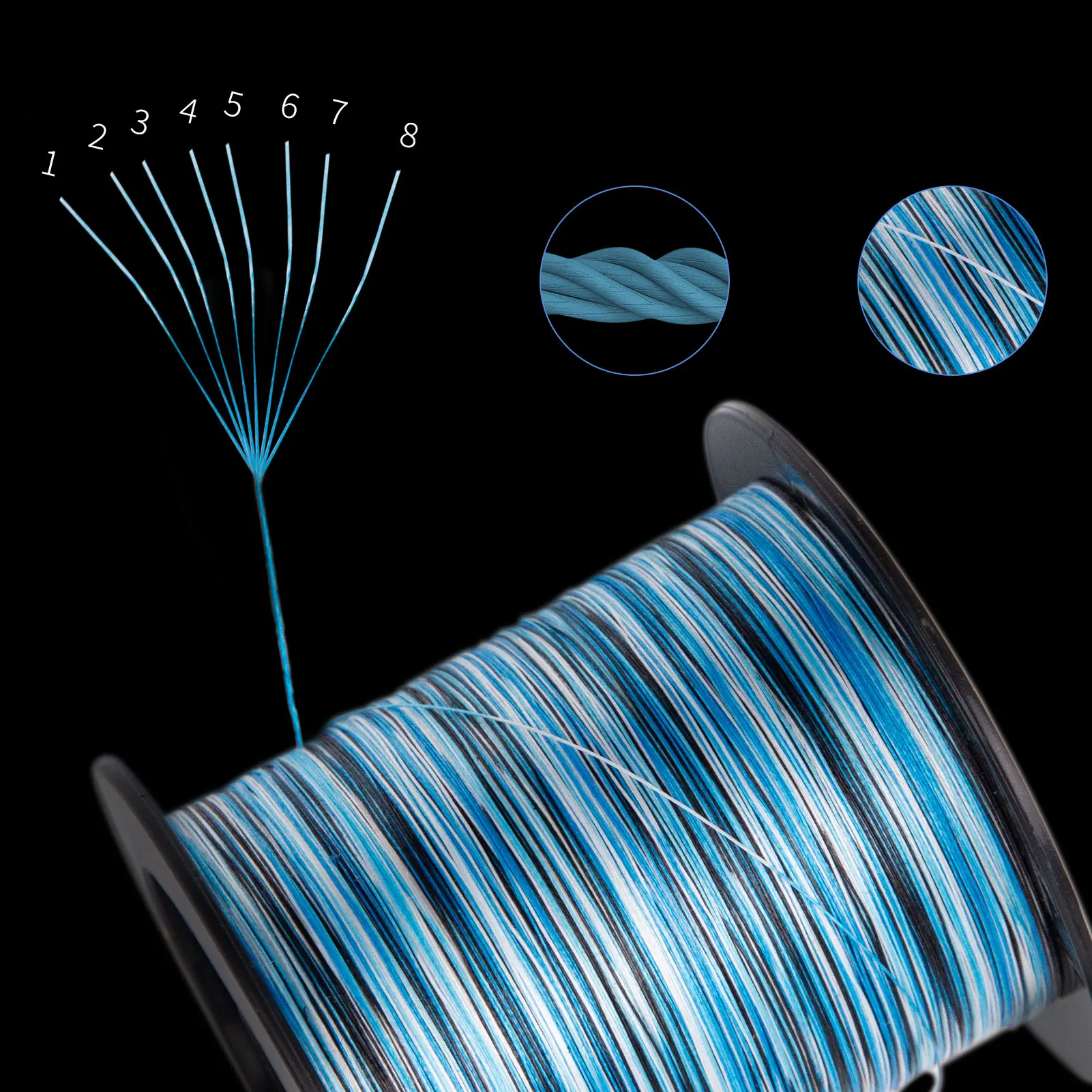 ORJD-sedal de Pesca trenzado, 8 hebras, multifilamento de carpa, 100M, alambre japonés 100% PE, azul blanco, accesorios de Pesca en agua salada - imagen 2