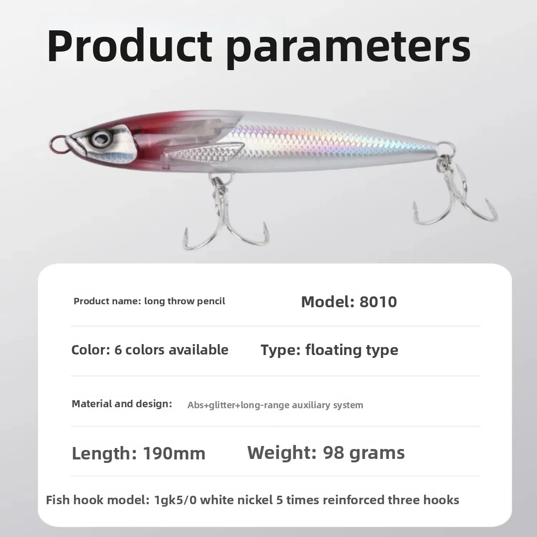 19CM/98g océano barco Flash hoja pesca Stickbait gran juego flotante lápiz Minnow señuelo cebo topwater Trolling atún mar Wobbler - imagen 3