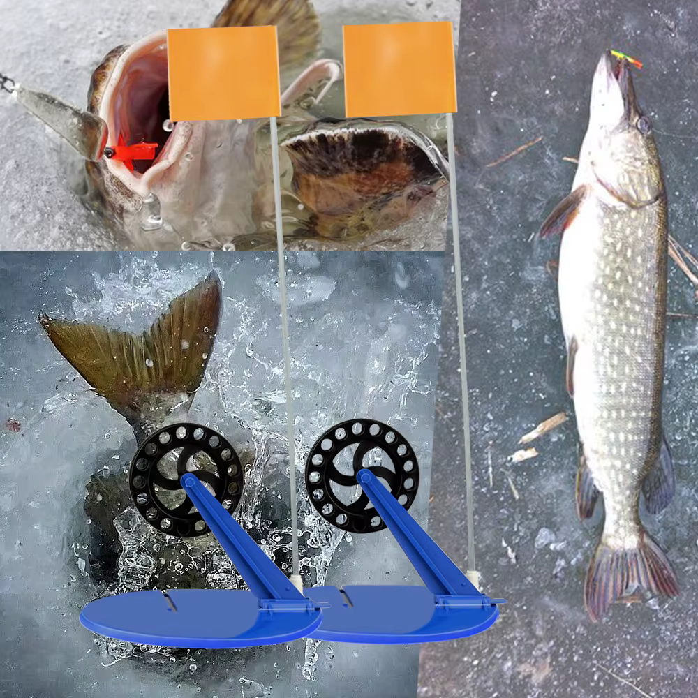 Las cañas FTK en uso sobre el hielo durante la pesca invernal