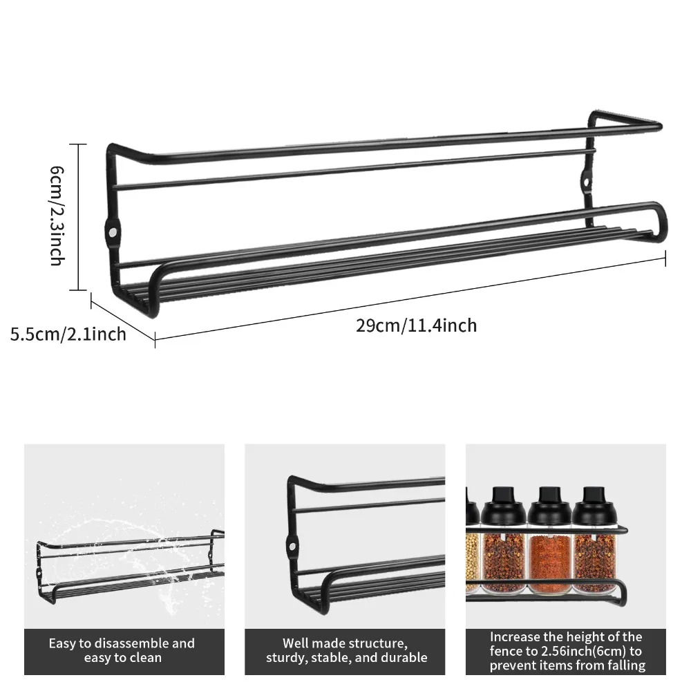 Estante de pared para especias, organizador de 4 niveles para ahorro de espacio, organizador para tarros de especias, soporte para condimentos - imagen 2