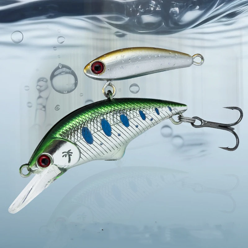 Señuelo de pesca de 5,5g y 51,3mm, cebo Minnow de doble hundimiento, kits de anzuelos de manivela, cebo duro para percha de trucha - imagen 3