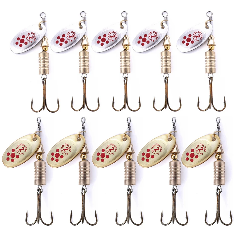 10 Uds 6,7 cm 7g cuchara giratoria cebo de Metal señuelo de pesca lentejuelas Crankbait cuchara cebos para lubina trucha perca Lucio giratorio - imagen 4
