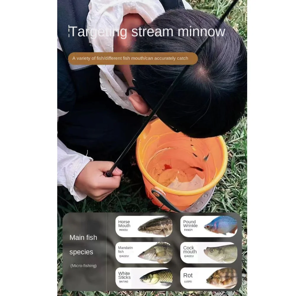 Caña de pescar telescópica, Kits completos, carrete de pesca Spincast, juego de cañas de pescar de fundición, fibra de carbono, 1,2/1,5/1,8/2,1 m - imagen 2