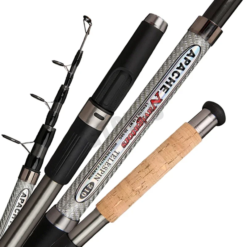 Cañas de pescar giratorias telescópicas de carbono superduro, caña de pescar de viaje ultraligera, caña de pescar de largo alcance, 2,1 m, 2,4 m, 2,7 m, 3,0 m, 3,6 m - imagen 2