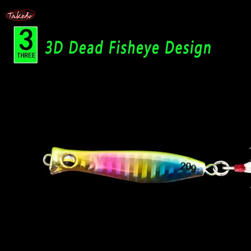TAKEDO HG29 pesca en el mar cuchara Popper de Metal cebo Artificial anzuelo de pluma Triple reforzado señuelo de Jigging de plomo para señuelo de lubina - imagen 4