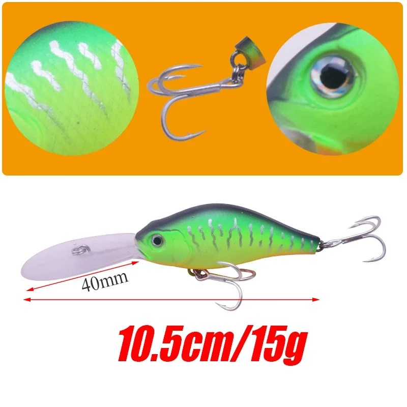 Señuelo de pesca con manivela, 1 unidad, 10,5 cm, 15g, Isca Minnow Wobblers, Crankbait Swimbaits, cebo Artificial para carpa, lubina, aparejos de pesca - imagen 3