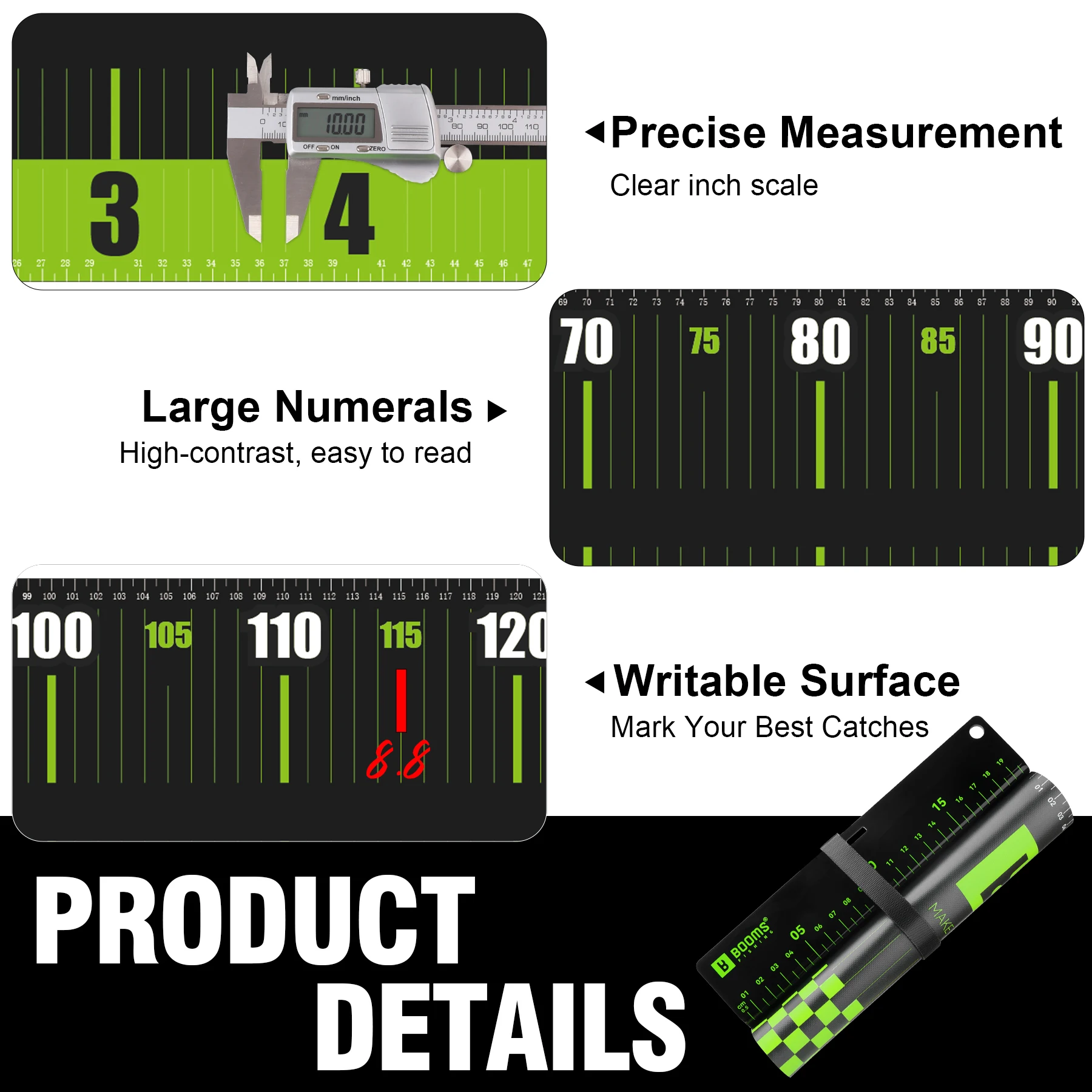 Booms Pesca 150cm PVC impermeable que mide el control del pescado con el control de la pesca de la tabla Rule Preciso de medición de herramientas de pesca de la pesca - imagen 2