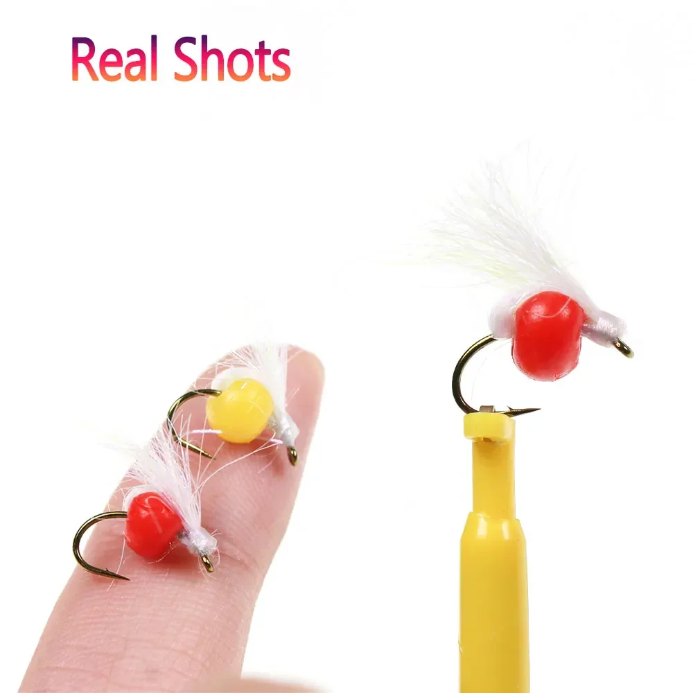 Bimoo 8PCS # 12 huevos de ordeño suaves artificiales mosca realista salmón pez Roe Glo Bug trucha Char Steelhead Grayling Señuelos de pesca - imagen 4