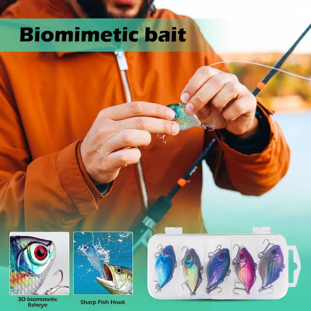 5 uds nuevo señuelo de pesca ABS 4cm/8,8g 5 colores señuelos artificiales cebos flotantes para pececillos pesca - imagen 3