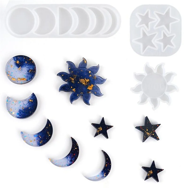 Molde silicona resina Epoxy estrella sol luna – Adornos joyería DIY - imagen 2