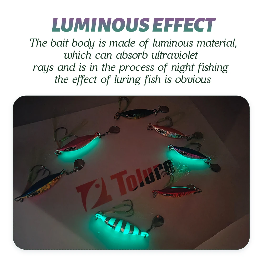 TOLU 2024 Spin Tail Metal Jig señuelo de pesca 20g 30g 40g 60g Spinner Shad Metal Vib Casting Shore Jig cebo hoja de cobre cuchara lubina - imagen 4