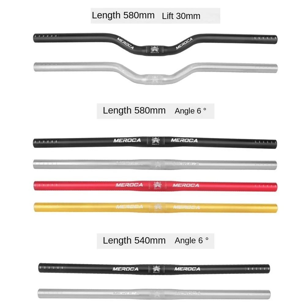 Manillar de bicicleta MEROCA, manillar elevador de bicicleta de aleación de aluminio de 25,4x540/580mm, accesorios de ciclismo rectos/doblados - imagen 3