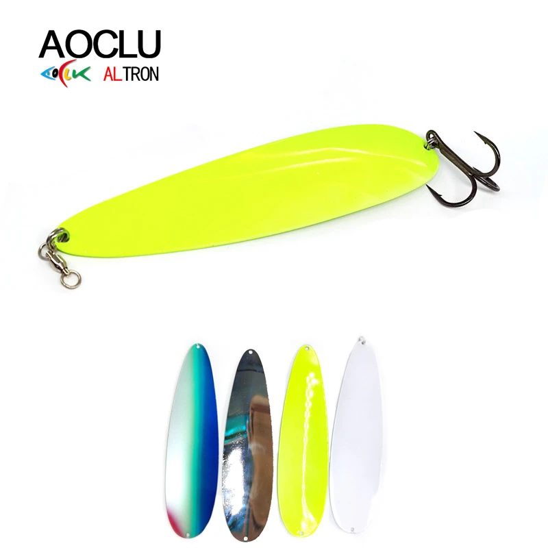 Aoclu-cuchara de pesca de Metal grande de doble color, 97g, 8 pulgadas, 20,3 cm, 122g, 9 pulgadas, 22,9 cm, sin anzuelos, caballa, lubina, trucha, pez marino, 8 colores - imagen 3