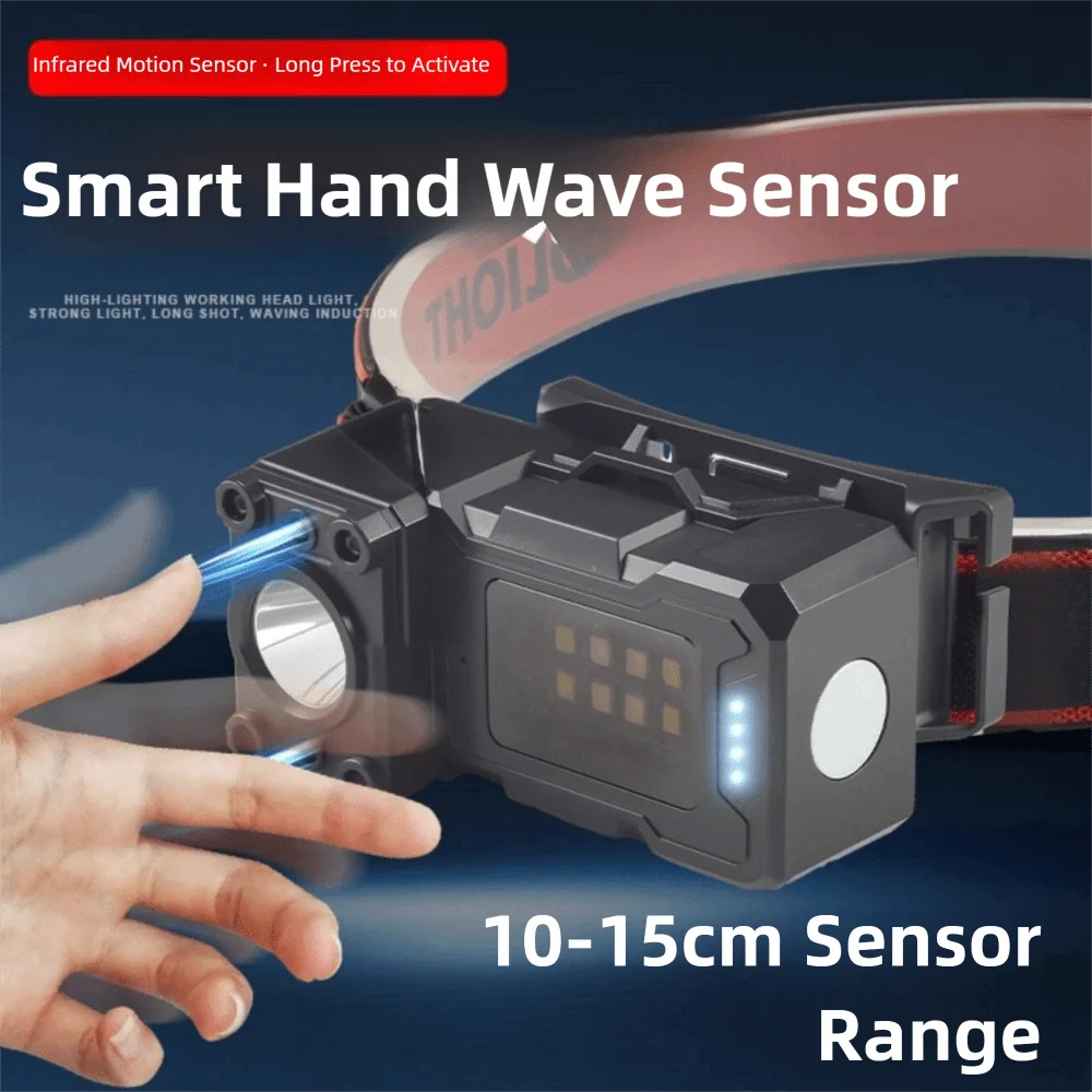 Reflector LED frontal recargable por USB, 6 modos de iluminación, linterna Fishig desmontable con batería integrada, linterna para acampar y ciclismo - imagen 4
