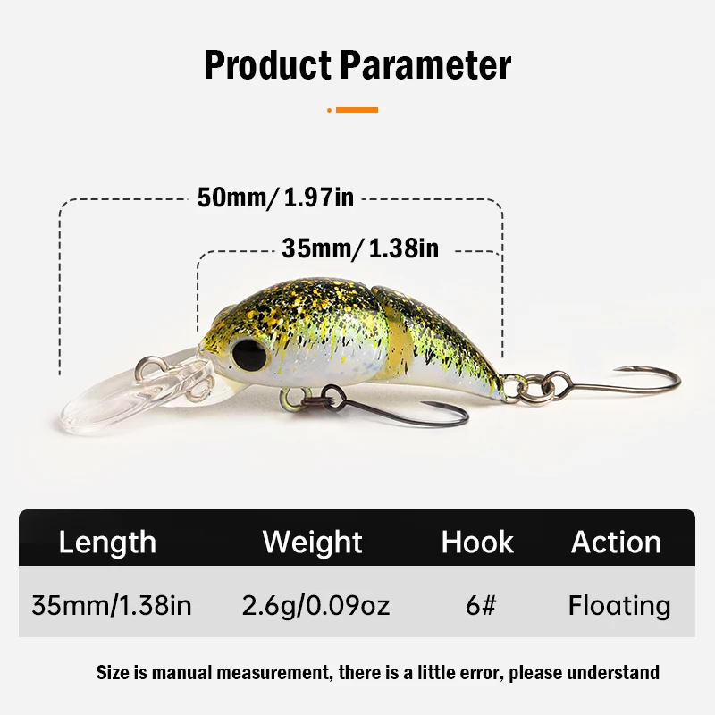 LEYDUN 35mm 2,6g Micro Señuelos de Pesca dos Secciones pececillo flotante buceo poco profundo Crankbait pesca Artificial Swimbaits señuelo - imagen 2