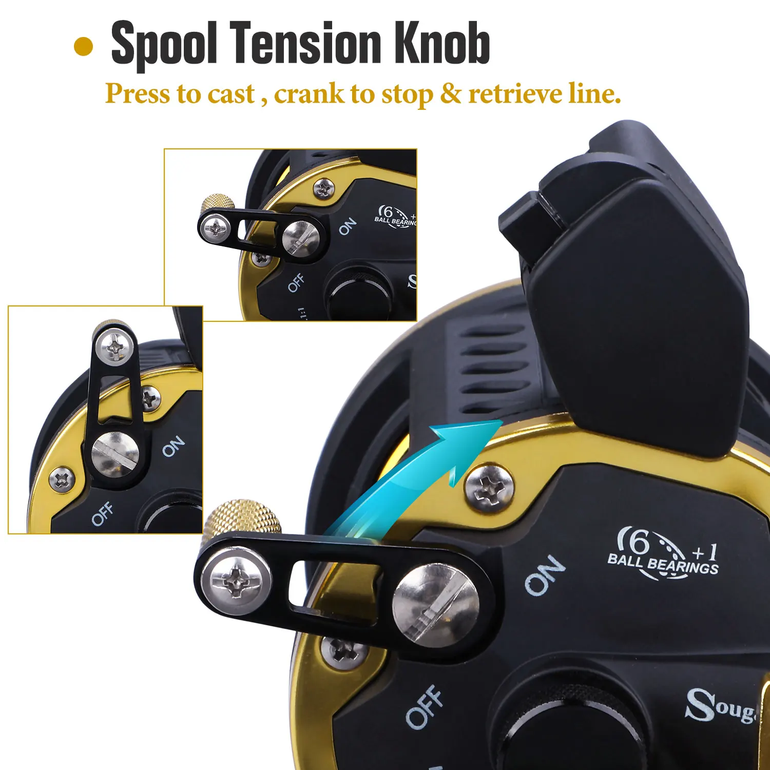 Sougayilang-carrete de Pesca de tambor muy largo, dispositivo de cuenta de hilo, Carretes de Baitcasting, Pesca en el océano, Pesca de lubina, Grouper, salmón - imagen 3